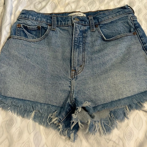 Abercrombie & Fitch Blue Jean Shorts Distressed Cut-Off - Picture 1 of 7